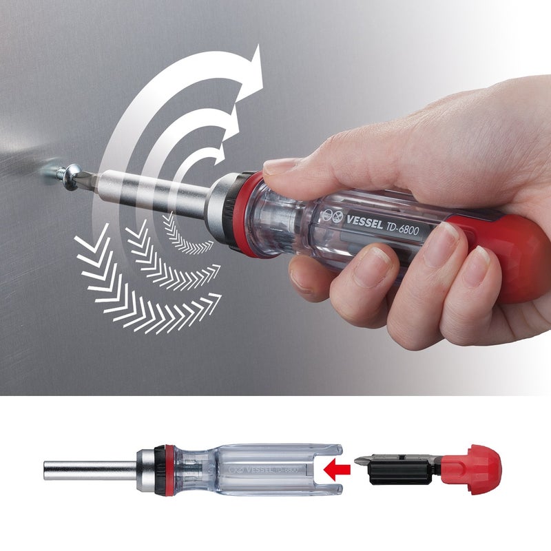 VESSEL CRYSTALINE Ratchet Screwdriver with Insert Bit SET (+, TORX, HEX (16 PC. SETJ)) - Image 3